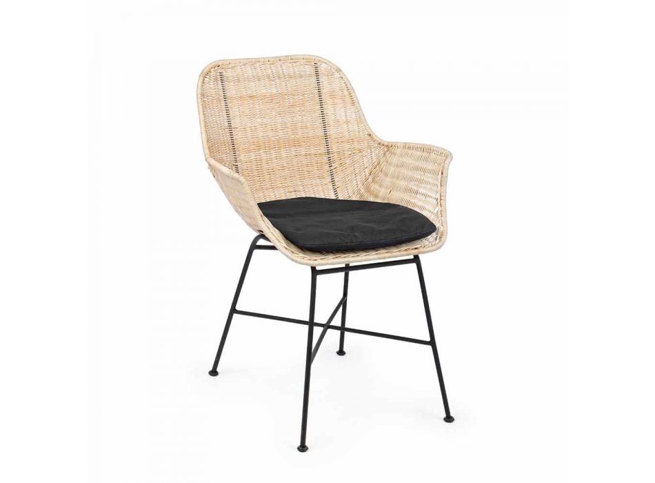 4 krzesła ogrodowe z plecionej wikliny i stali Homemotion - Berecca Viadurini