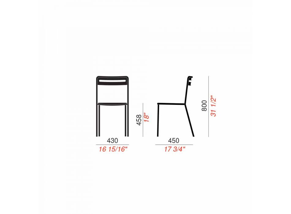 4 zewnętrzne metalowe krzesła z możliwością sztaplowania Made in Italy - Yolonda Viadurini