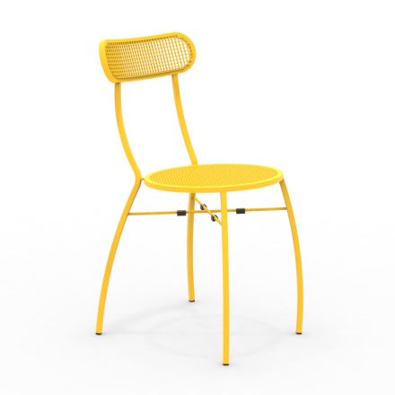 4 metalowe krzesła ogrodowe w różnych kolorach Made in Italy - żywopłot Viadurini