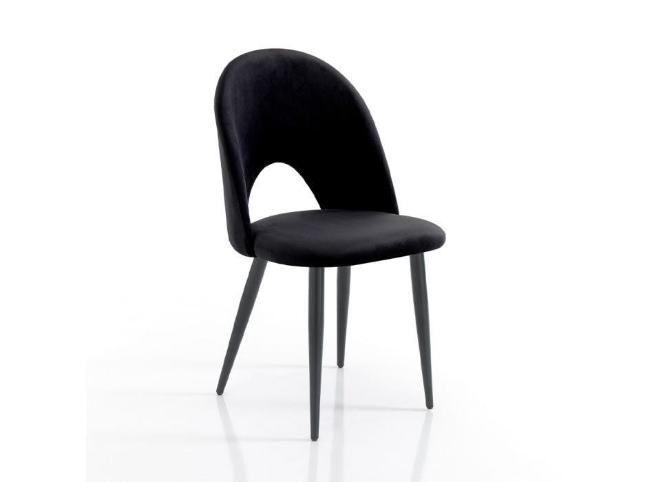 4 krzesła wewnętrzne z tkaniny z efektem aksamitu w różnych kolorach - Corvina Viadurini