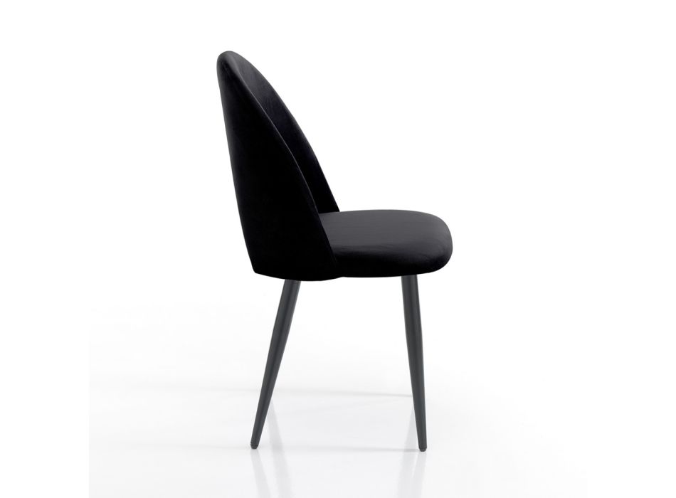 4 krzesła wewnętrzne z tkaniny z efektem aksamitu w różnych kolorach - Corvina Viadurini