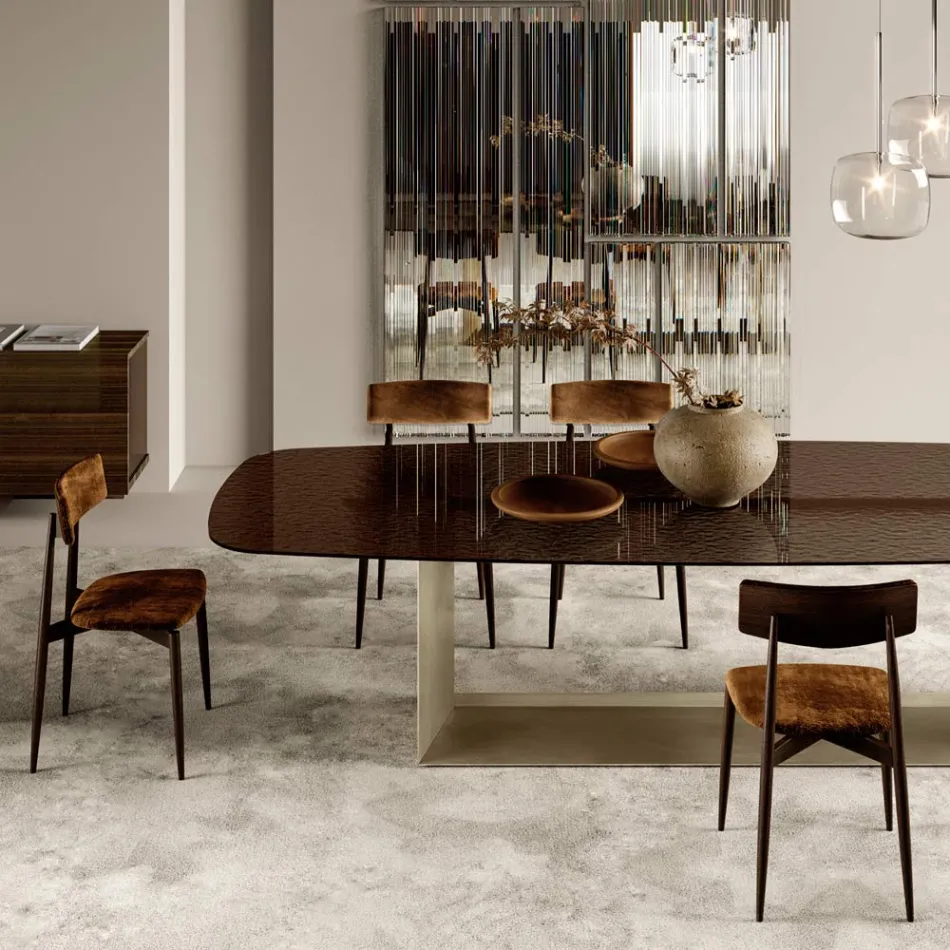 4 krzesła do jadalni z litego drewna jesionowego i tkaniny Made in Italy - Sulu Viadurini