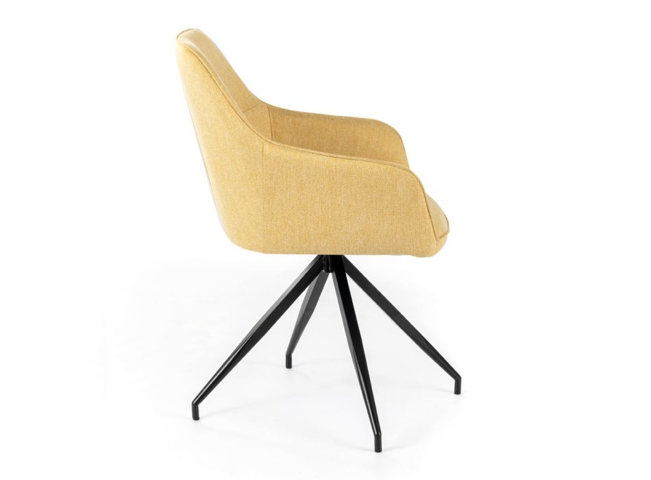 4 krzesła do salonu z siedziskiem z tkaniny, metalową konstrukcją i nogami – sosna Viadurini