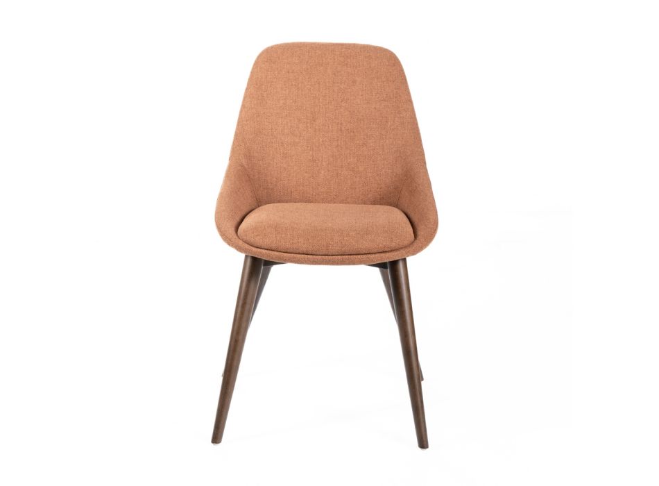 4 krzesła do salonu z siedziskiem z tkaniny i konstrukcją z litego drewna - pasja Viadurini
