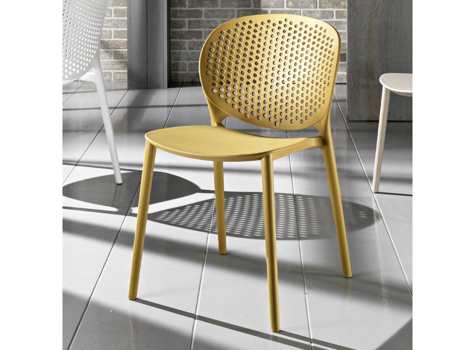 4 nowoczesne, kolorowe krzesła z polipropylenu z możliwością sztaplowania - Pocahontas Viadurini