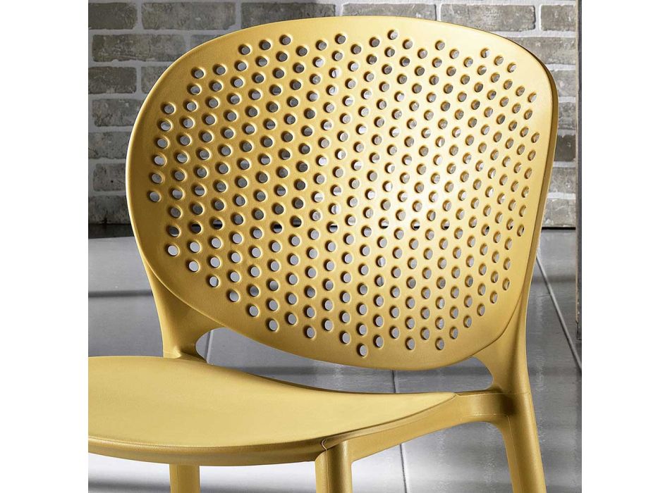 4 nowoczesne, kolorowe krzesła z polipropylenu z możliwością sztaplowania - Pocahontas Viadurini