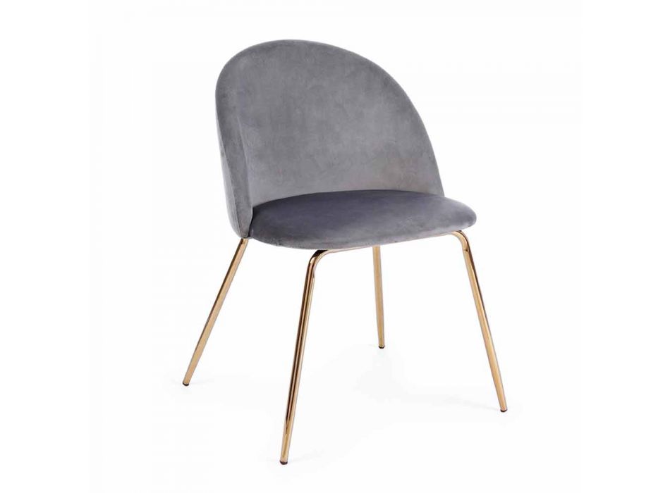 4 designerskie krzesła tapicerowane welurem ze stalową konstrukcją Homemotion - Dania