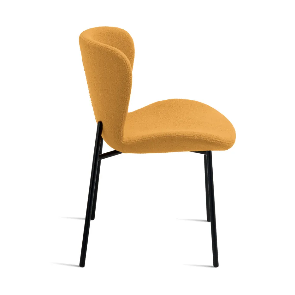 4 tapicerowane krzesła z tkaniny Bouclè i czarnej metalowej ramy - Tiziana Viadurini