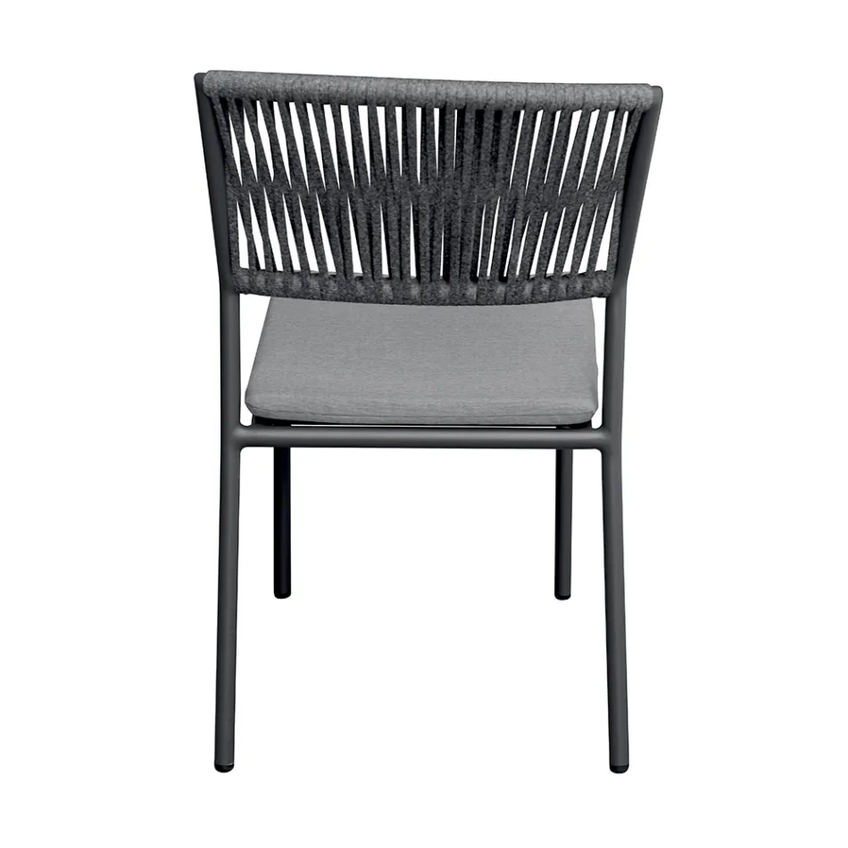 4 składane krzesła ogrodowe z aluminium i liny - Lunaris Viadurini