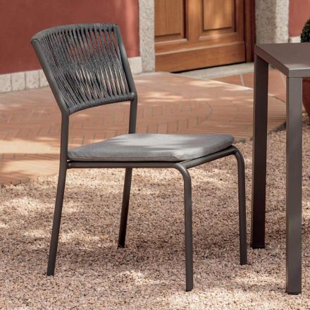 4 składane krzesła ogrodowe z aluminium i liny - Lunaris Viadurini