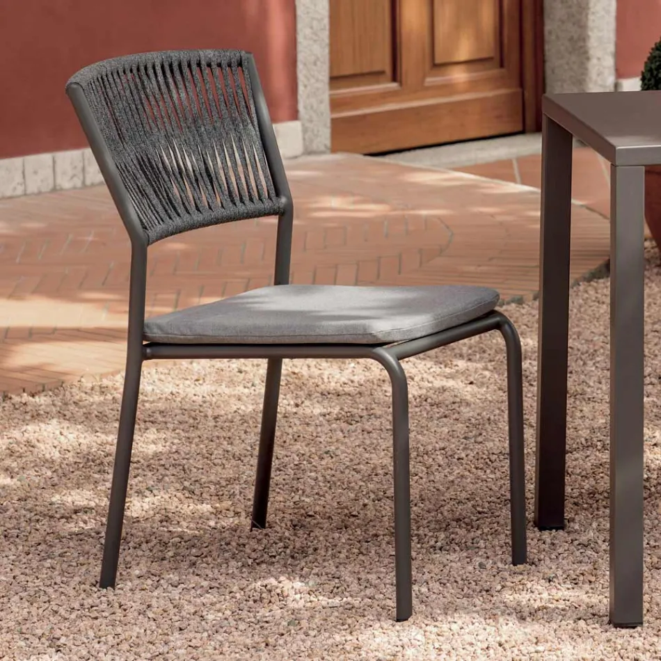 4 składane krzesła ogrodowe z aluminium i liny - Lunaris Viadurini