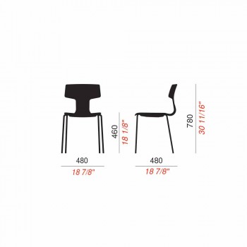 4 krzesła z możliwością ustawiania jeden na drugim w metal i polipropylen Made in Italy - Clarinda