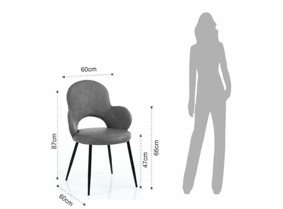 4 krzesła ze skóry syntetycznej w różnych wykończeniach - amarant Viadurini
