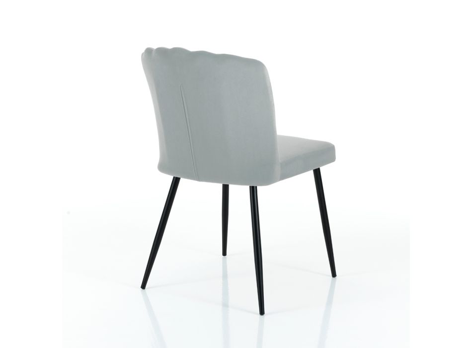 4 krzesła z mikrofibry z efektem szarego aksamitu - morela Viadurini