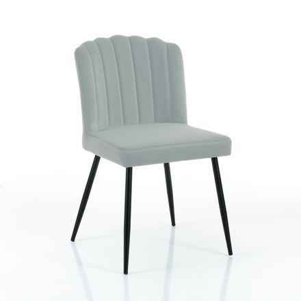 4 krzesła z mikrofibry z efektem szarego aksamitu - morela Viadurini