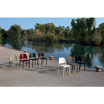 4 nowoczesne krzesła ogrodowe z możliwością układania w stosy z polipropylenu Made in Italy - Bernetta