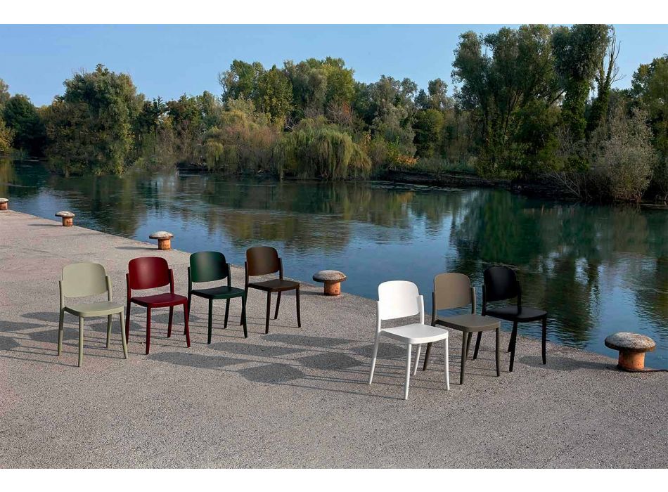 4 nowoczesne krzesła ogrodowe z możliwością układania w stosy z polipropylenu Made in Italy - Bernetta Viadurini