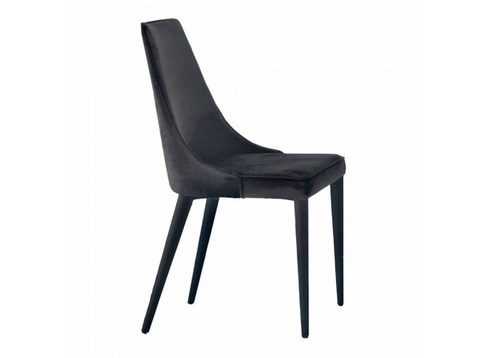 4 nowoczesne stalowe krzesła z wyściełanym aksamitnym siedziskiem Made in Italy - Nirvana Viadurini