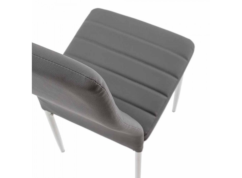 4 nowoczesne krzesła do jadalni z imitacji skóry i metalowych nóg - Spiga