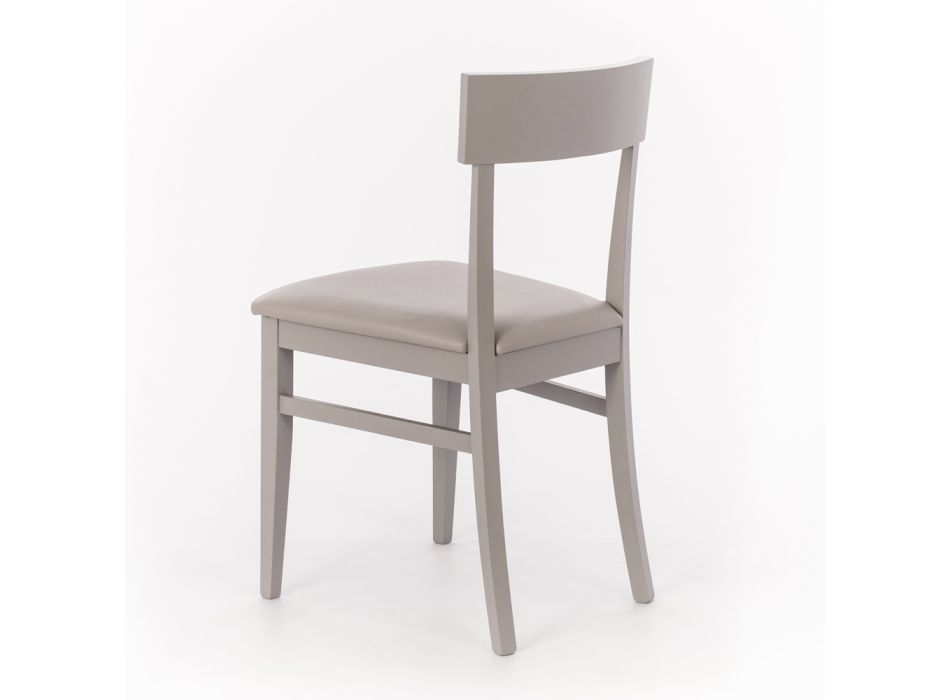 4 krzesła wykonane z siedziska, konstrukcji i nóg ze sztucznej skóry z lakierowanego drewna - Taikiri Viadurini