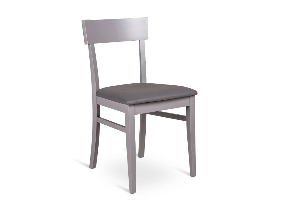 4 krzesła wykonane z siedziska, konstrukcji i nóg ze sztucznej skóry z lakierowanego drewna - Taikiri Viadurini