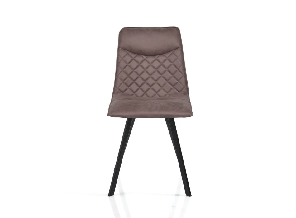 4 krzesła tapicerowane skórą syntetyczną z efektem postarzenia - wodorową Viadurini