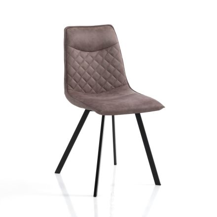 4 krzesła tapicerowane skórą syntetyczną z efektem postarzenia - wodorową Viadurini