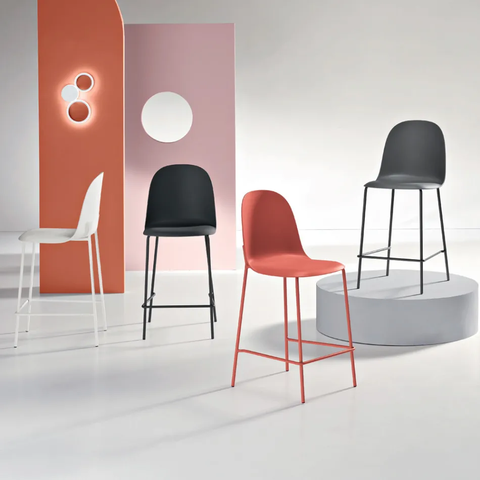 4 hokery do salonu z polipropylenu i metalowej ramy - Dinamo Viadurini