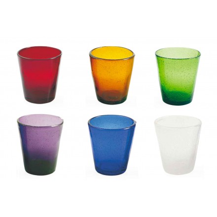 6 szklanek Water Craft Service z kolorowego szkła dmuchanego - Jukatan Viadurini