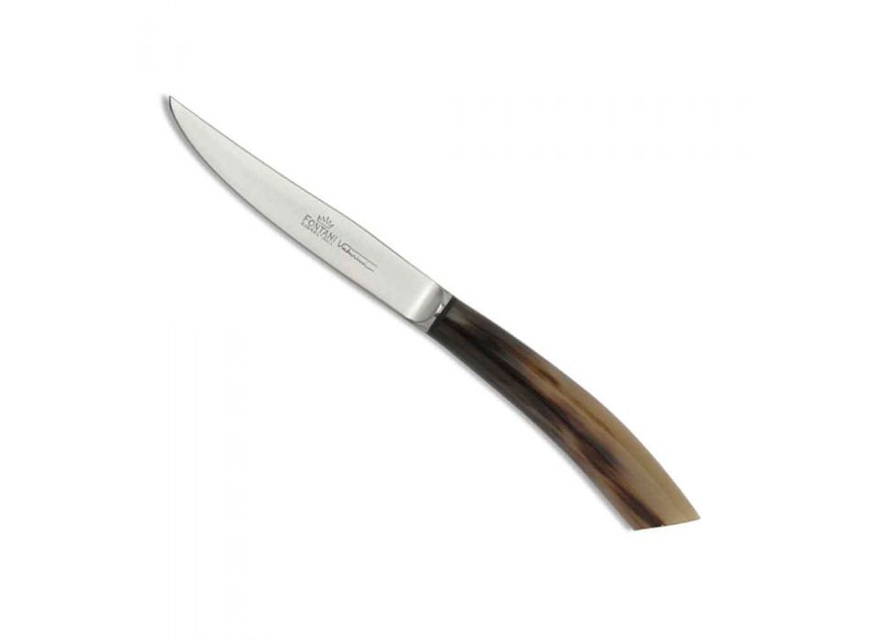 6 noży kuchennych Artisan z rękojeścią z rogu wołowego Made in Italy - Marine Viadurini