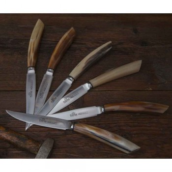 6 noży kuchennych Artisan z rękojeścią z rogu wołowego Made in Italy - Marine