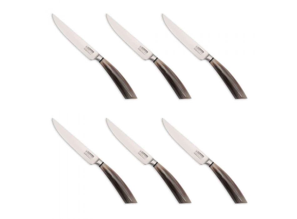 6 ręcznie robionych noży do steków z rogu lub drewna Made in Italy - Zuzana