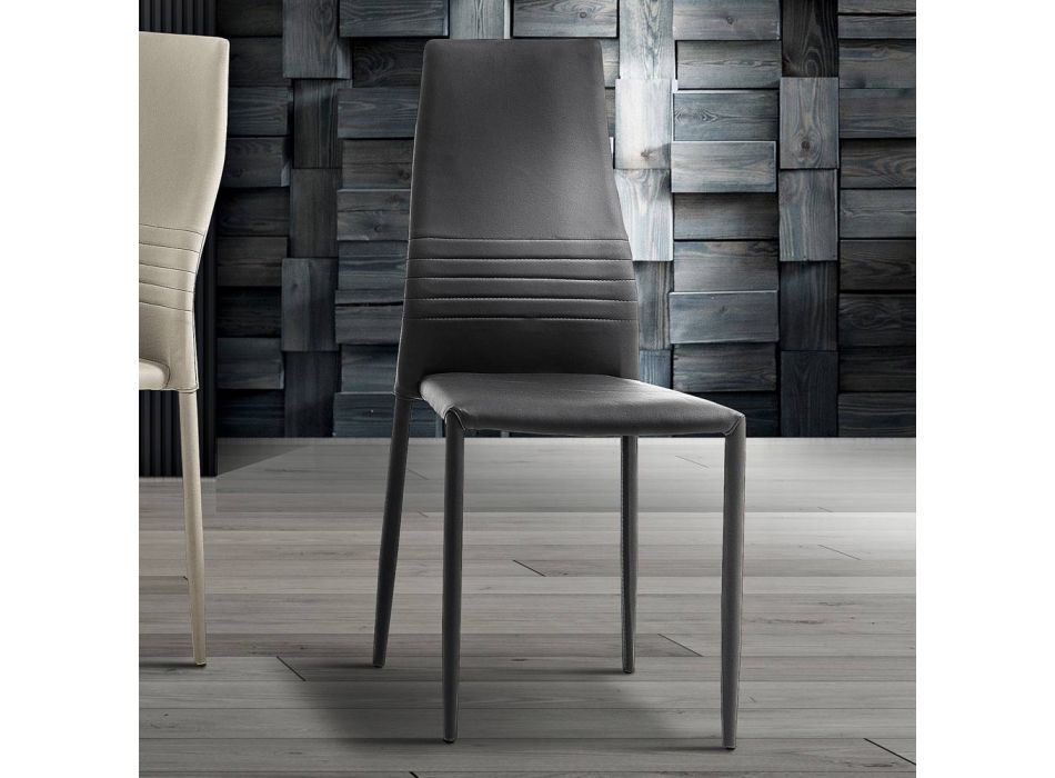 6 krzeseł do układania w stos z kolorowej ekoskóry w nowoczesnym stylu do salonu - Merida