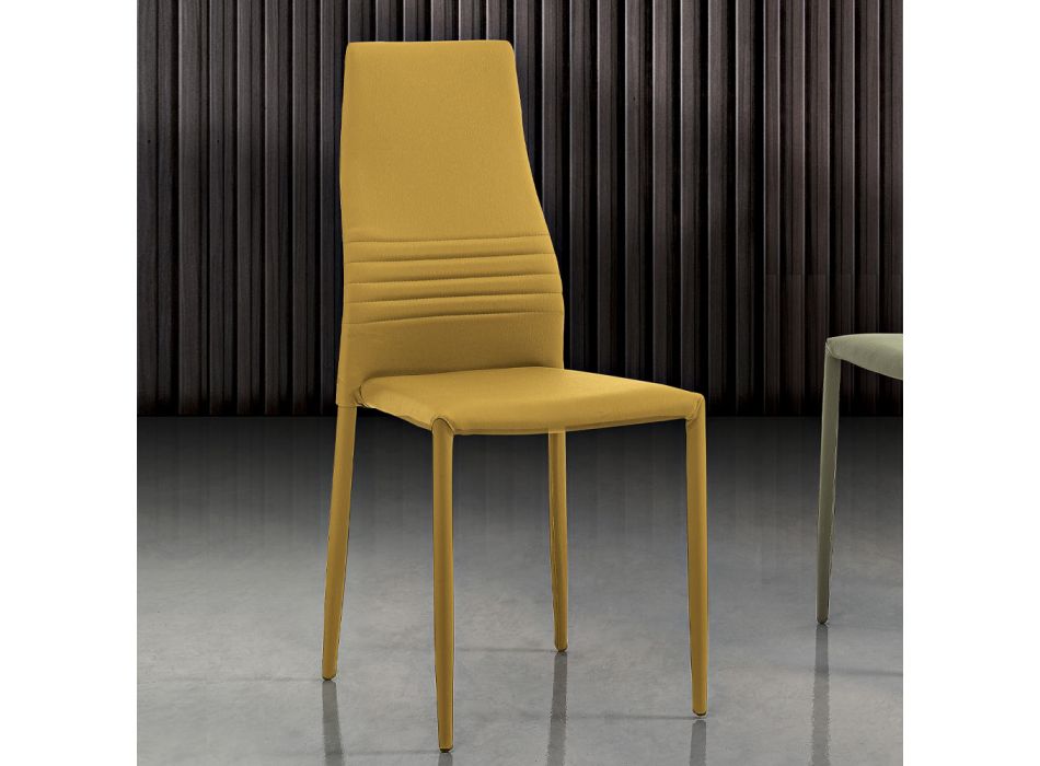 6 krzeseł do układania w stos z kolorowej ekoskóry w nowoczesnym stylu do salonu - Merida