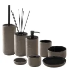 Nowoczesne akcesoria łazienkowe z czarnej gliny Made in Italy - Antonella Viadurini