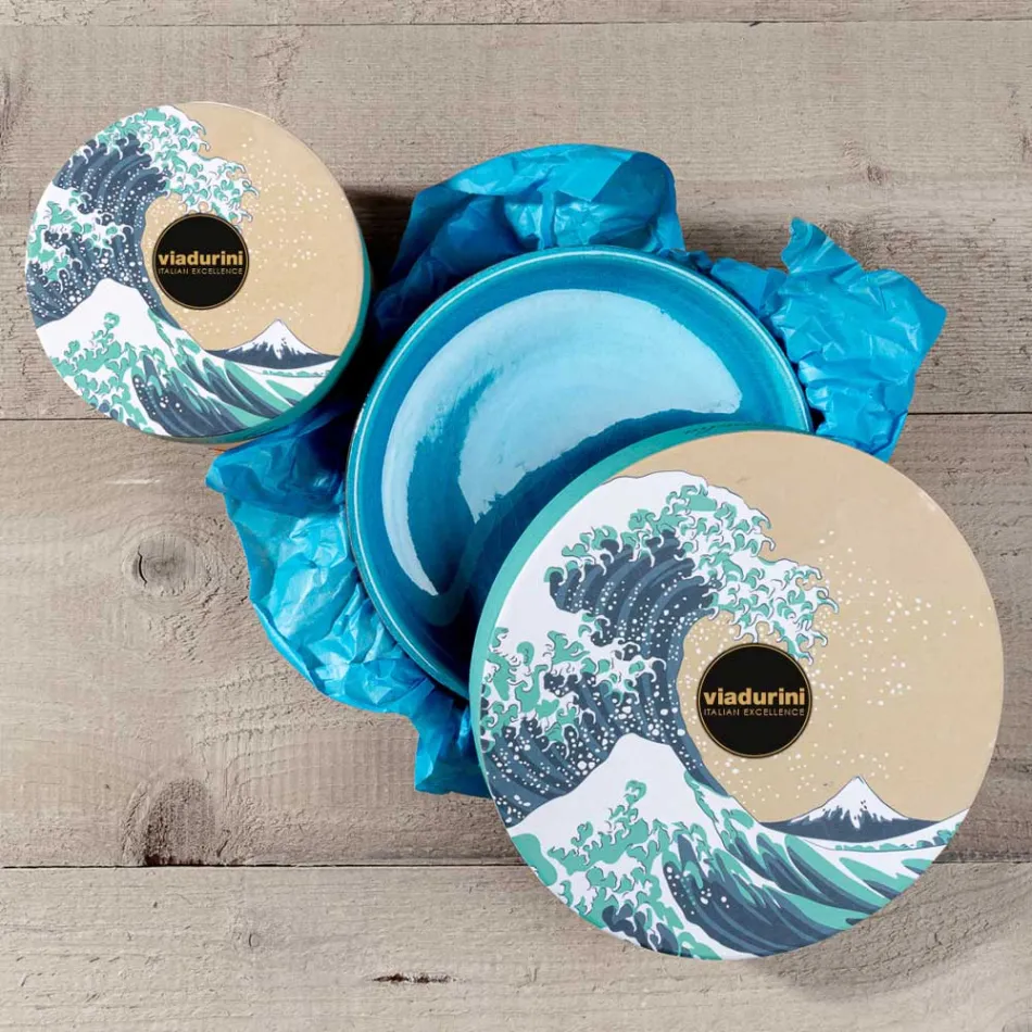 Nowoczesne akcesoria łazienkowe z niebieskiej gliny Made in Italy - Antonella Viadurini