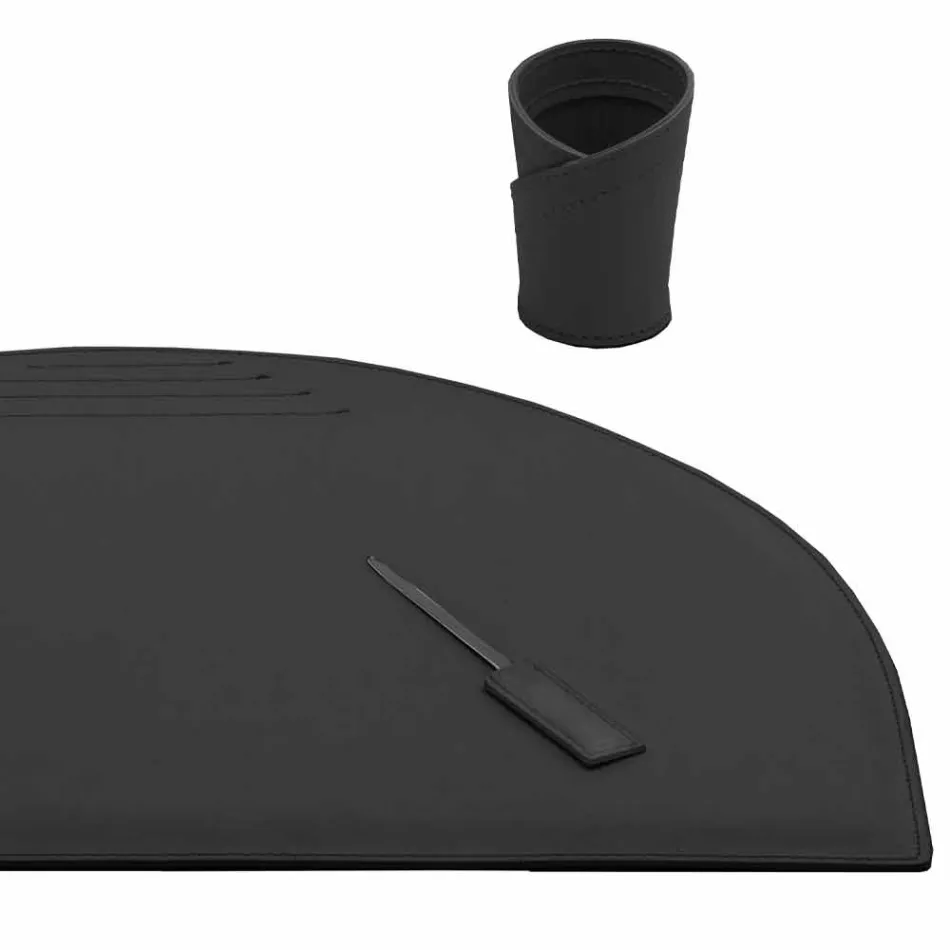 Akcesoria na biurko ze skóry regenerowanej 5 sztuk Made in Italy - Medea Viadurini