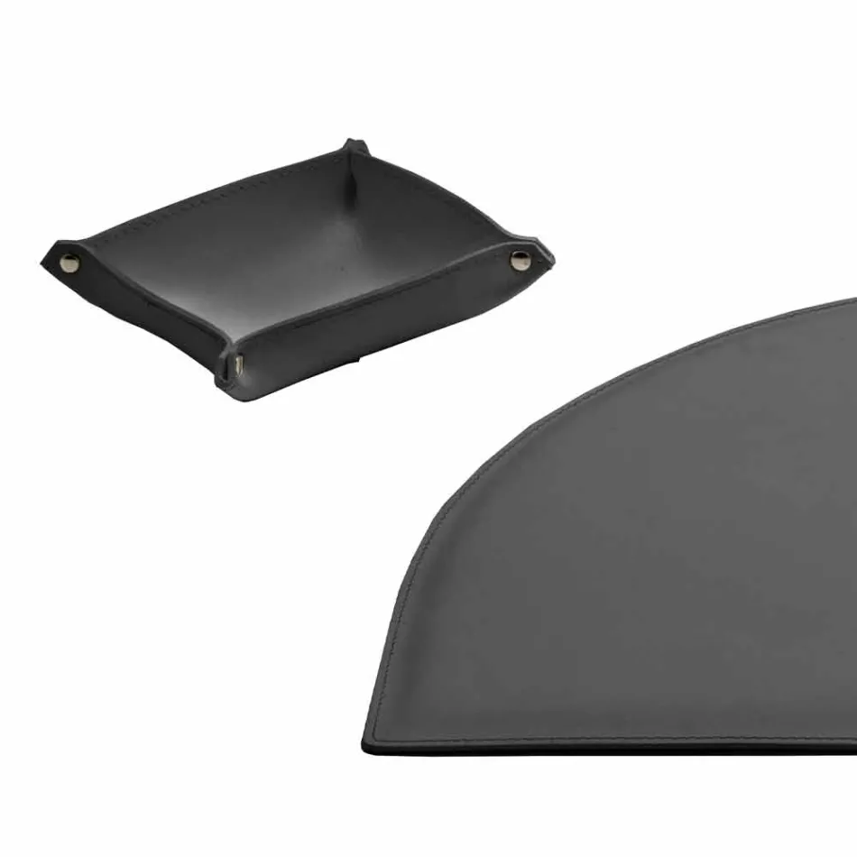 Akcesoria na biurko ze skóry regenerowanej 5 sztuk Made in Italy - Medea Viadurini