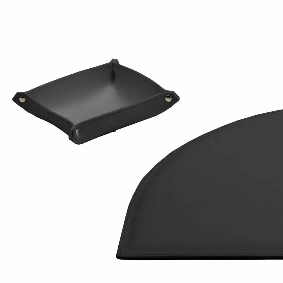 Akcesoria na biurko ze skóry regenerowanej 5 sztuk Made in Italy - Medea Viadurini