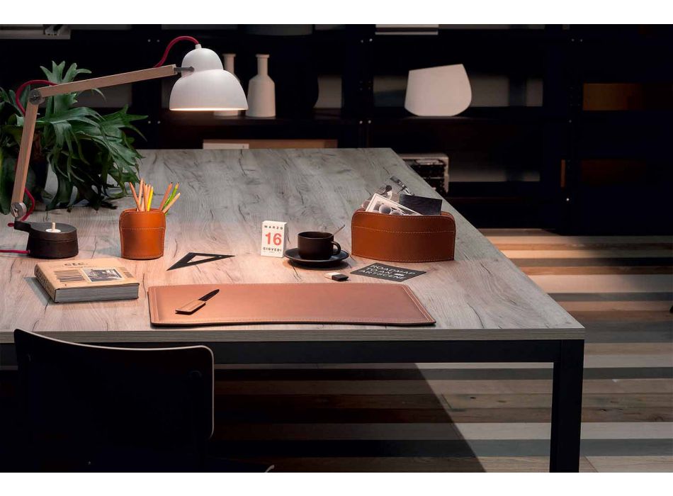 Akcesoria 4 sztuki Regenerowane skórzane biurko Wykonane we Włoszech - Brando Viadurini