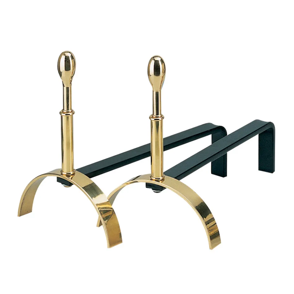 Mosiężny kominek Andirons Wysokość 30 cm Made in Italy - Wolf Viadurini