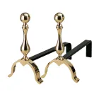 Mosiężny kominek Andirons Wysokość 32 cm Made in Italy - Bear Viadurini