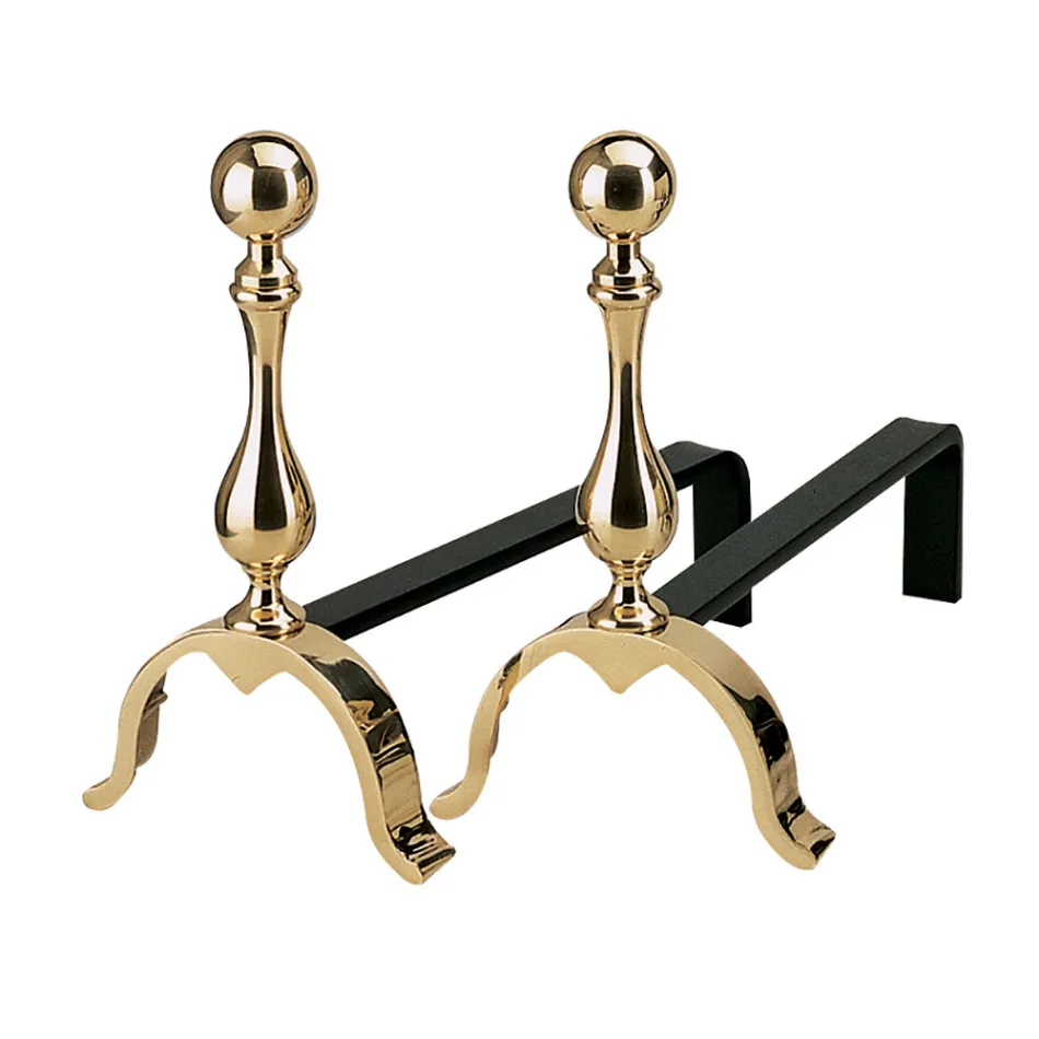 Mosiężny kominek Andirons Wysokość 32 cm Made in Italy - Bear Viadurini