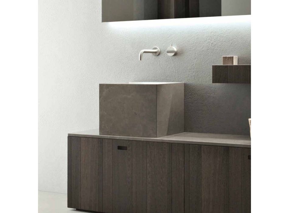 Kwadratowa umywalka nablatowa o nowoczesnym designie - Farartlav1 Viadurini