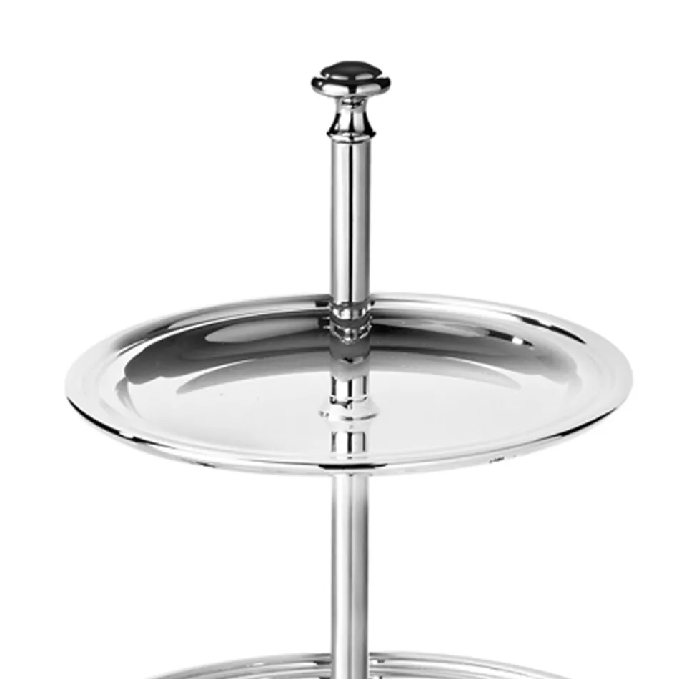 Stojak na słodycze, ciasta, dwupoziomowy bufet z luksusowego posrebrzanego metalu - Gengo Viadurini