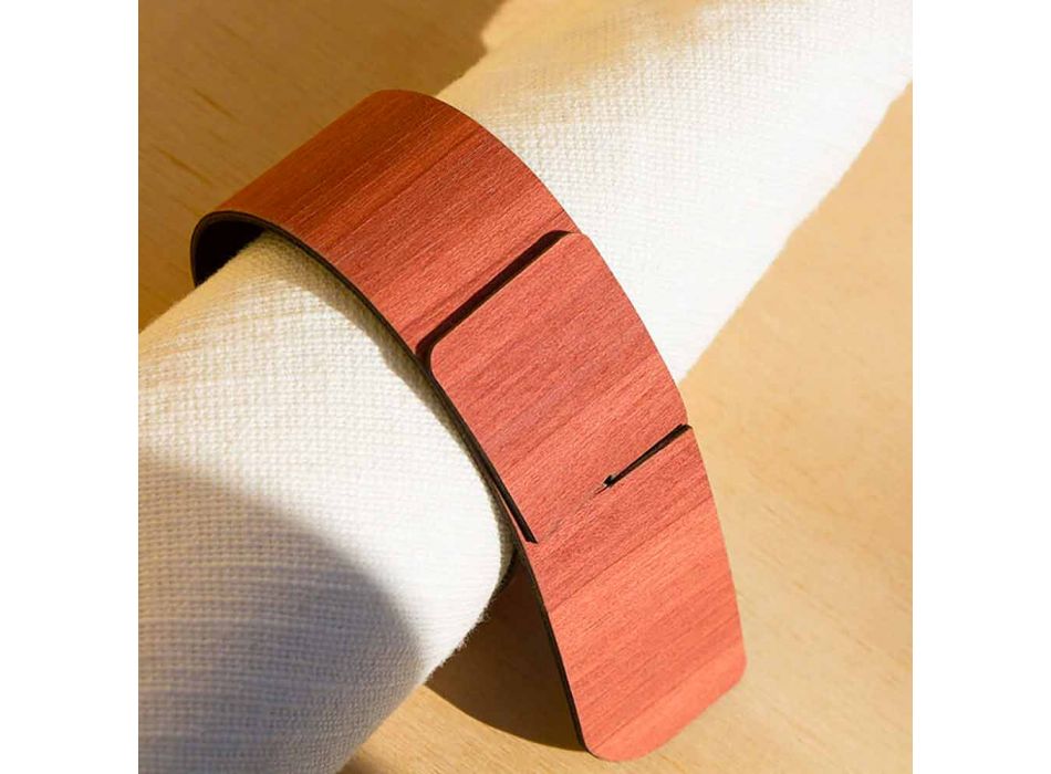 Pierścionek na serwetki z drewna i tkaniny Wykonany we Włoszech - Abraham Viadurini