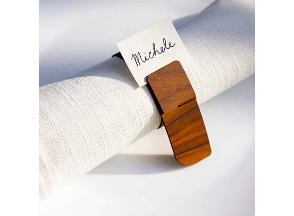 Drewniany pierścień na serwetki o nowoczesnym designie Made in Italy - Stan Viadurini
