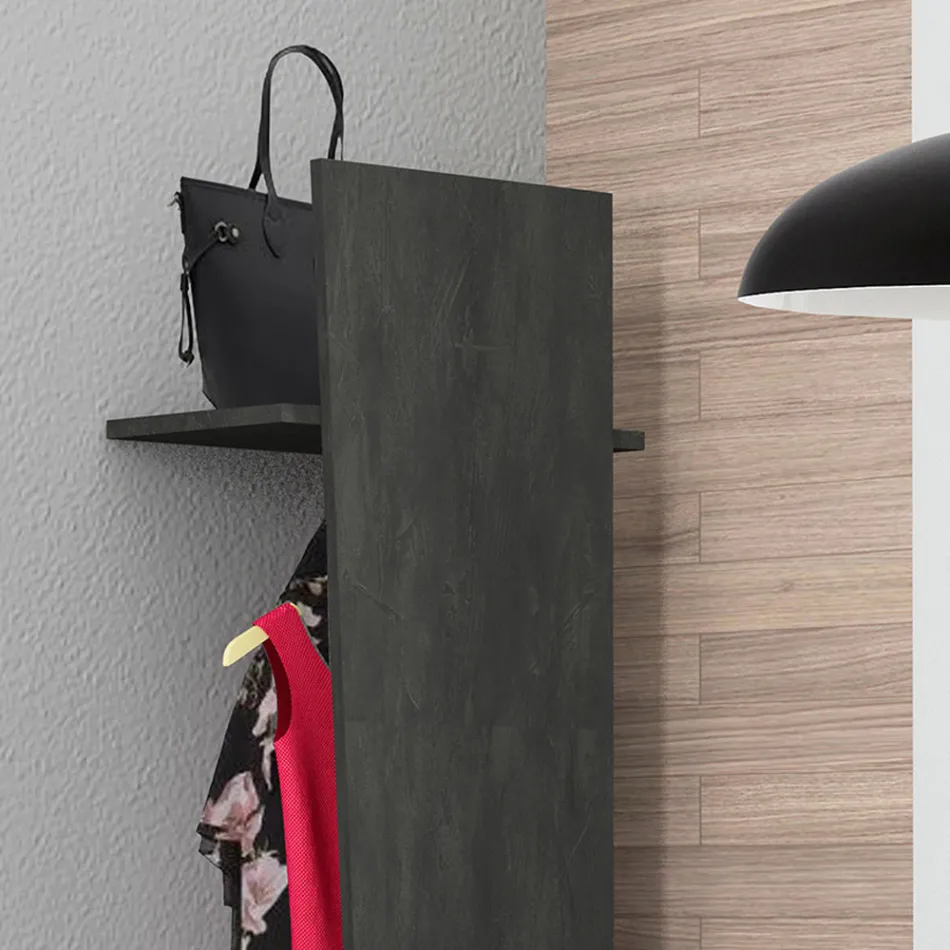 Zaprojektuj wejściowy wieszak na ubrania z białego drewna, łupka lub betonu - Fjona Viadurini