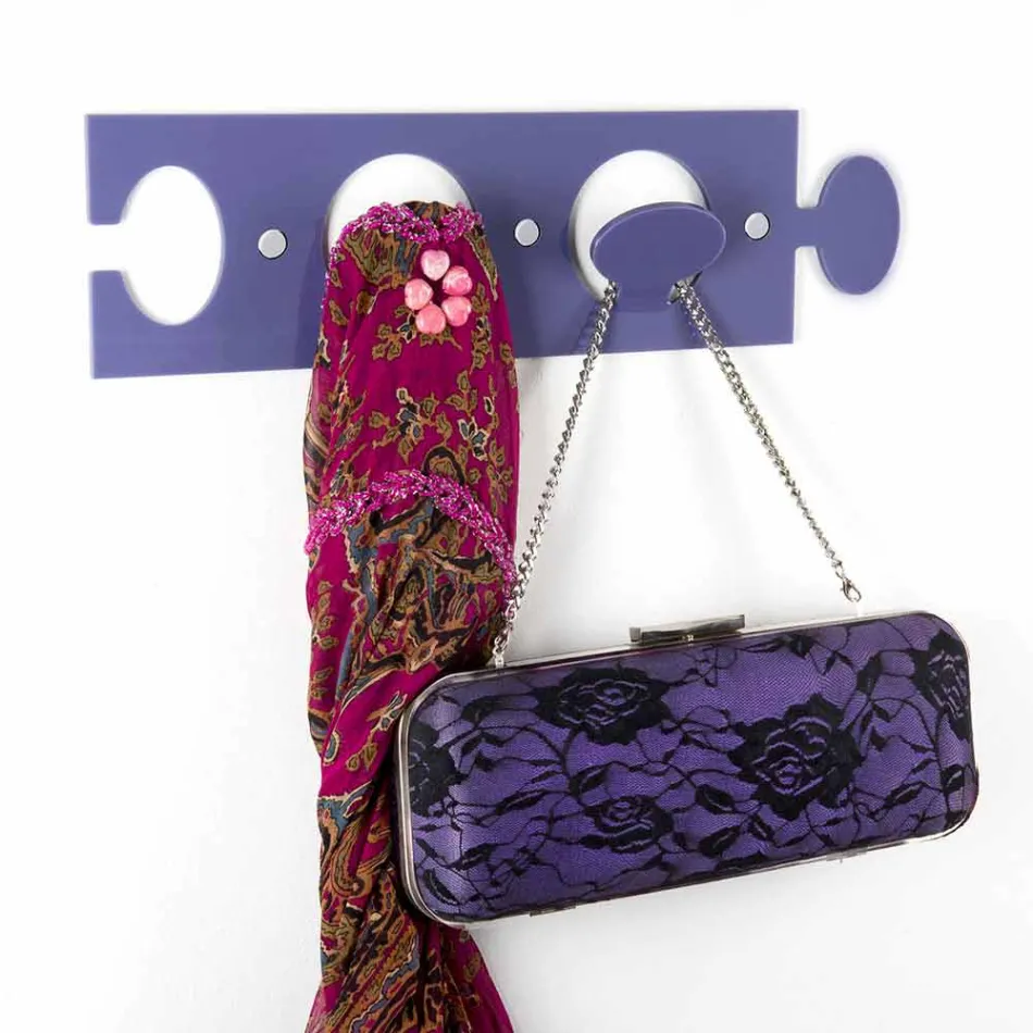 Kolorowy wieszak ścienny w podwójnej konstrukcji z pleksi, 3 sztuki - Fratack Viadurini