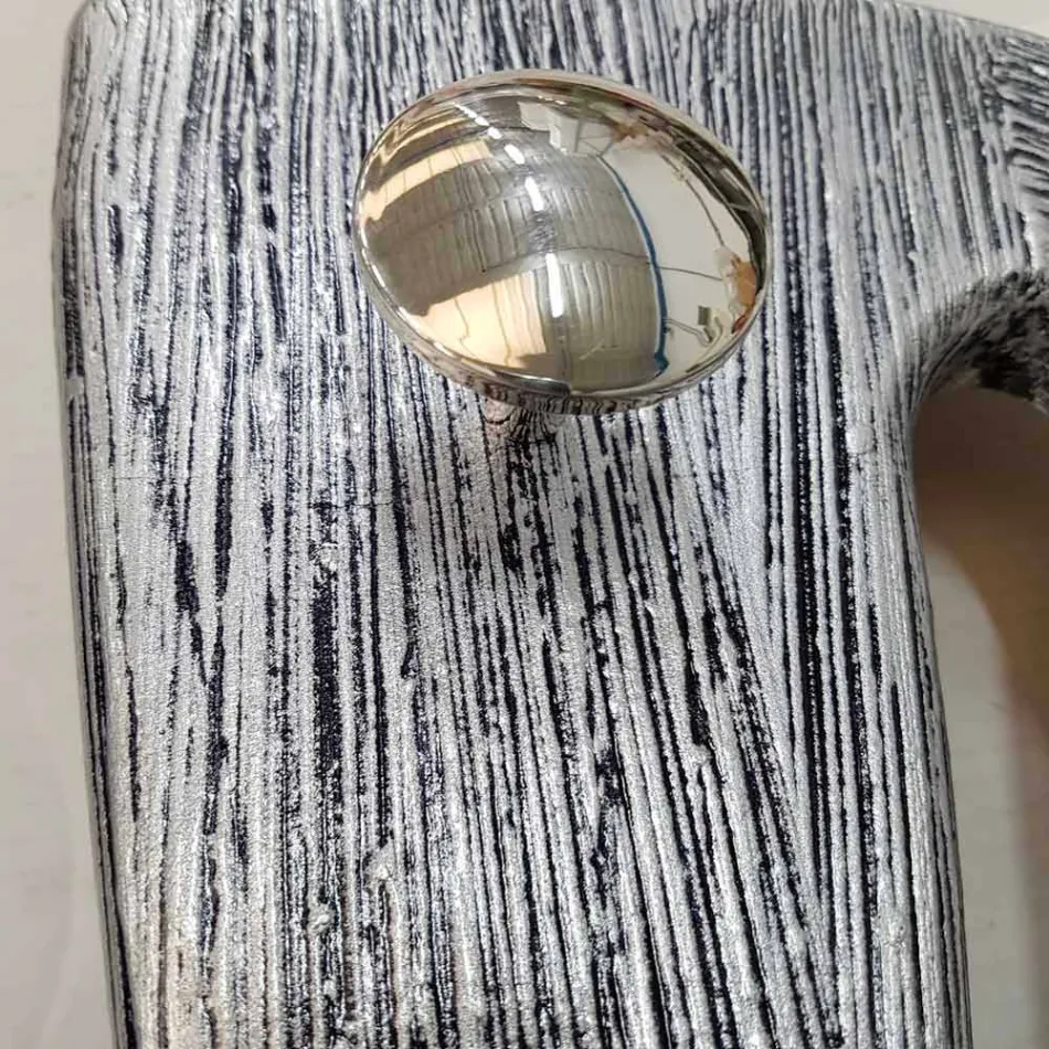 Wieszak ścienny ręcznie dekorowany w srebrnym liściu Holta Viadurini